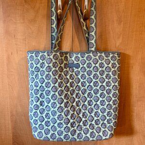 Vera Bradley Green and Grey Quilted Tote Bag